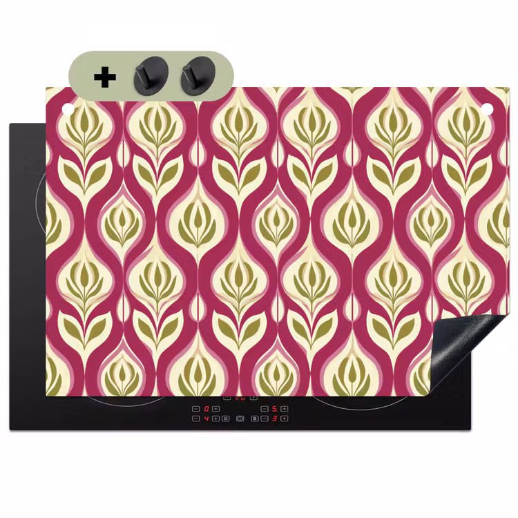 Retro - Floraal - Paars Inductie beschemer met haakjes klein 777 -3d