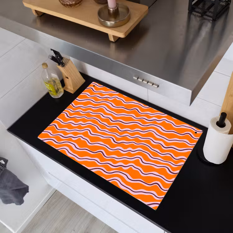 Retro - Golvend - Oranje Inductie beschemer met haakjes klein 777 -sfeer1