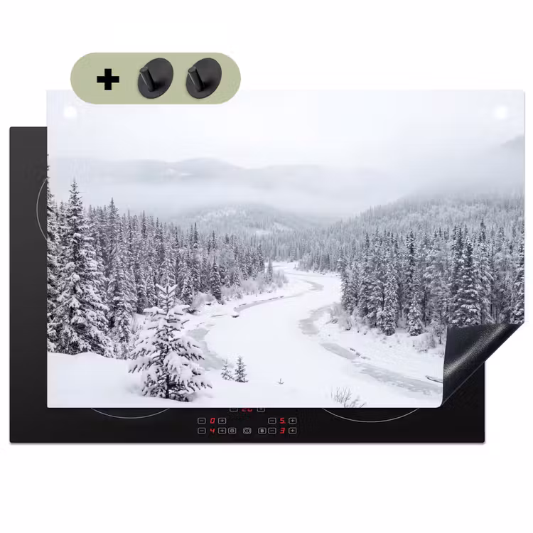 Rivier - Bevroren - Landschap - Winter Inductie beschemer met haakjes klein -3d