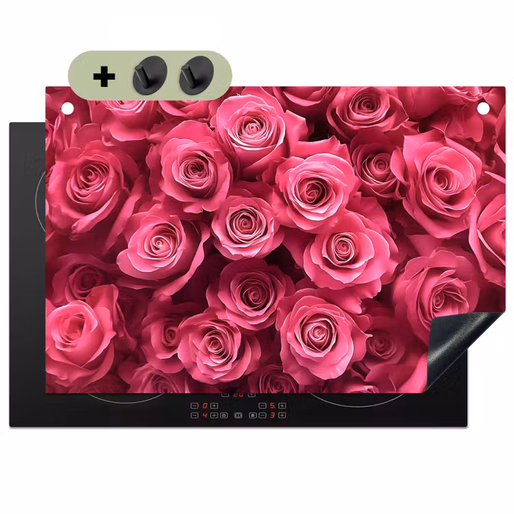 Rozen - Pink - Bloem Inductie beschemer met haakjes klein -3d