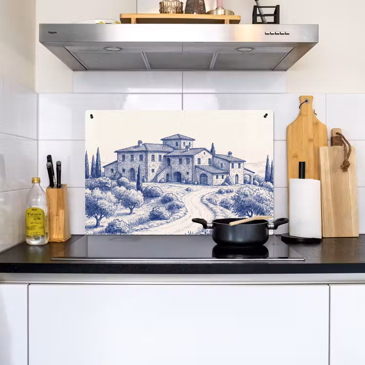 Rustiek - Landgoed - Blauw Inductie beschemer met haakjes klein -sfeer2