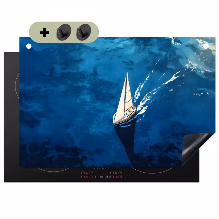 Zeilboot - Water - Abstract - Schaduw Inductie beschemer met haakjes klein -3d