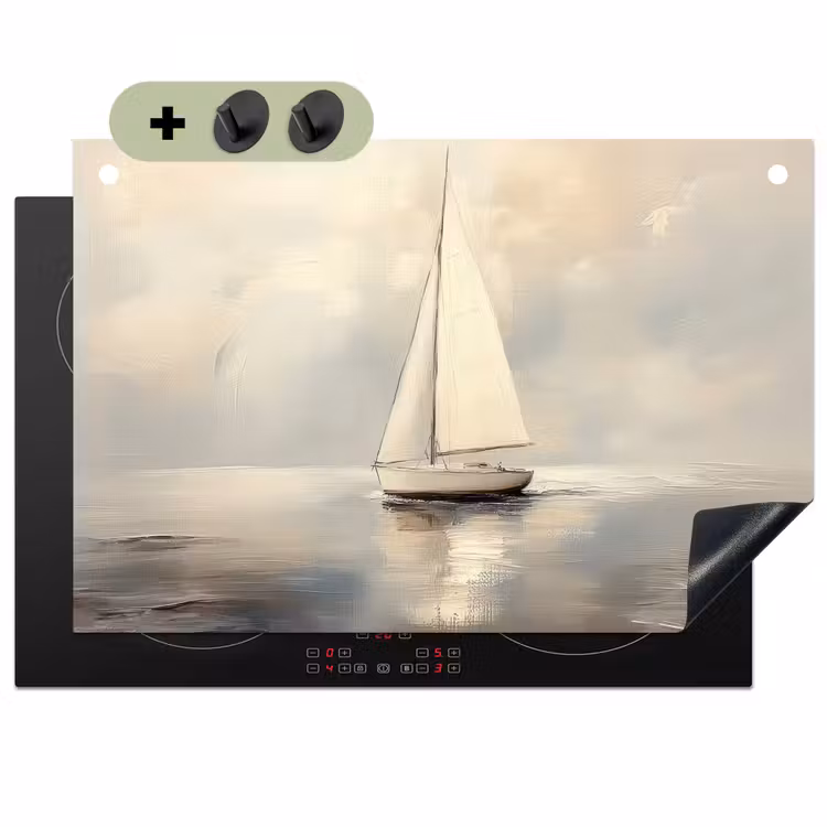 Zeilschip - Zee - Bewolkt Inductie beschemer met haakjes klein -3d