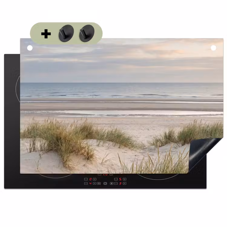Zandstrand - Bewolkt - Duinen Inductie beschemer met haakjes klein -3d
