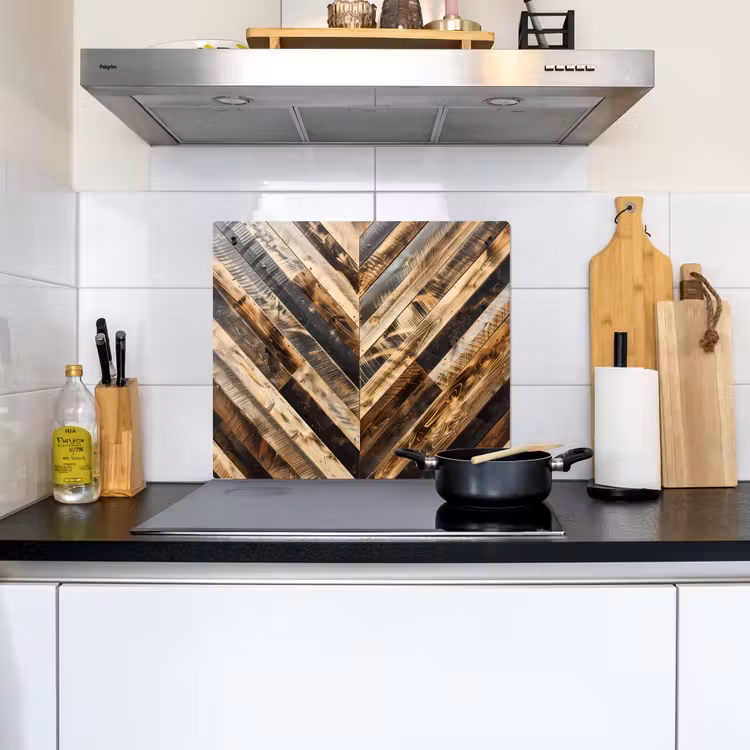 Geschroeid Hout in Visgraat Inductie beschemer met haakjes middel -sfeer2