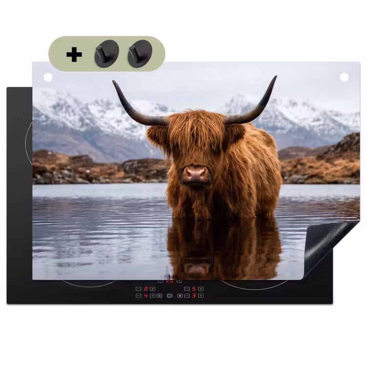Schotse hooglander - Bruin - Water Inductie beschemer met haakjes klein -3d