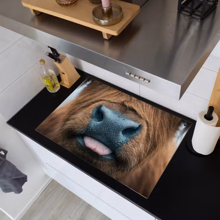 Schotse hooglander - Neus - Bruin Inductie beschemer met haakjes klein -sfeer1