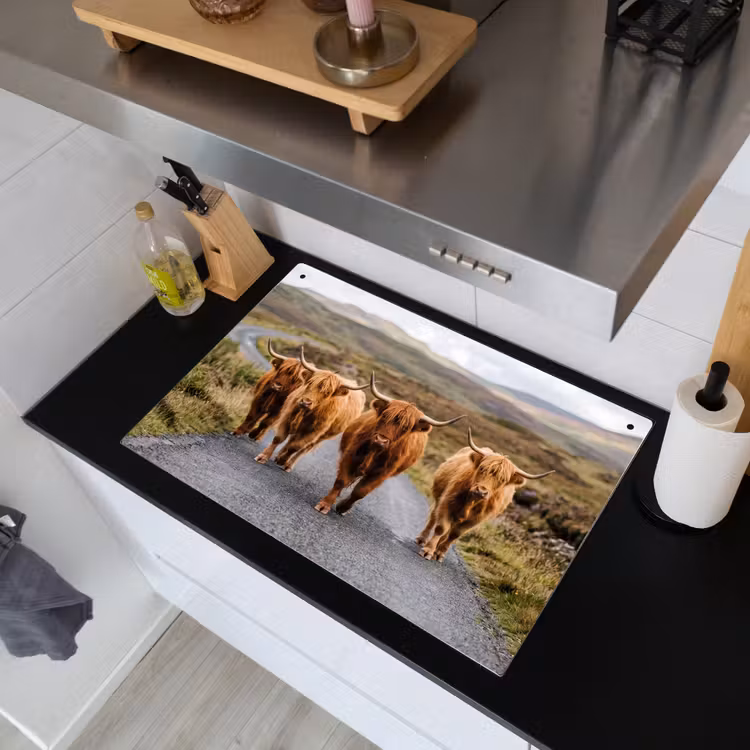 Schotse Hooglanders - Weg - Landschap - Kudde Inductie beschemer met haakjes klein -sfeer1