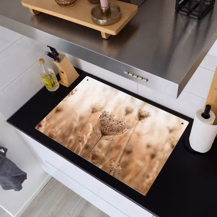 Schermbloem - Droogbloem - Winter - Beige - Minimalistisch Inductie beschemer met haakjes klein -sfeer1