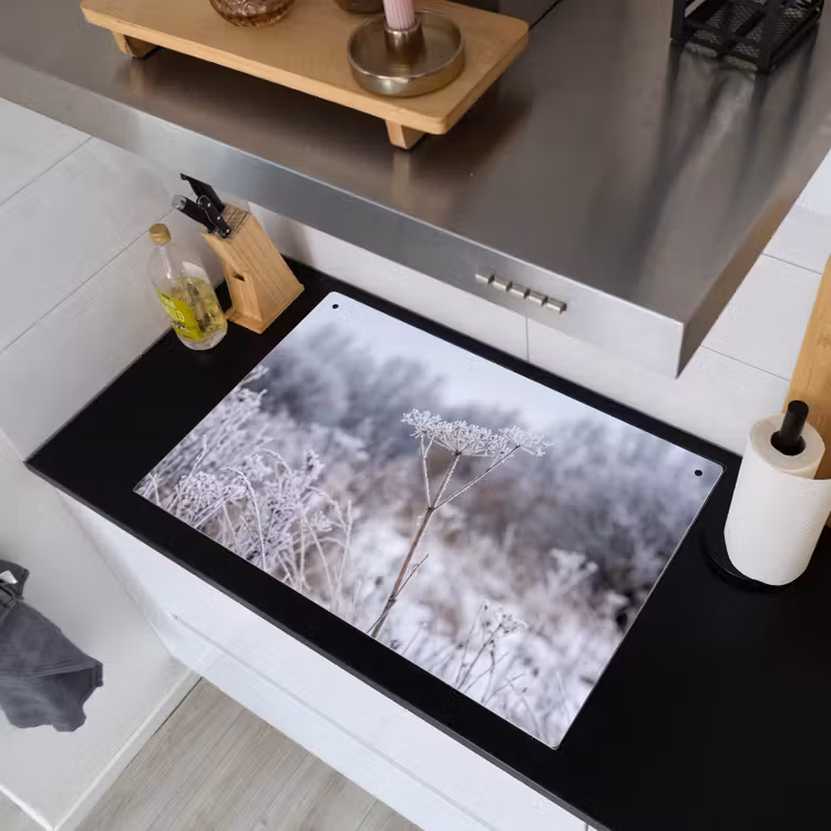Schermbloem - Rijp - Kristallen - Winter - Delicaat Inductie beschemer met haakjes klein -sfeer1