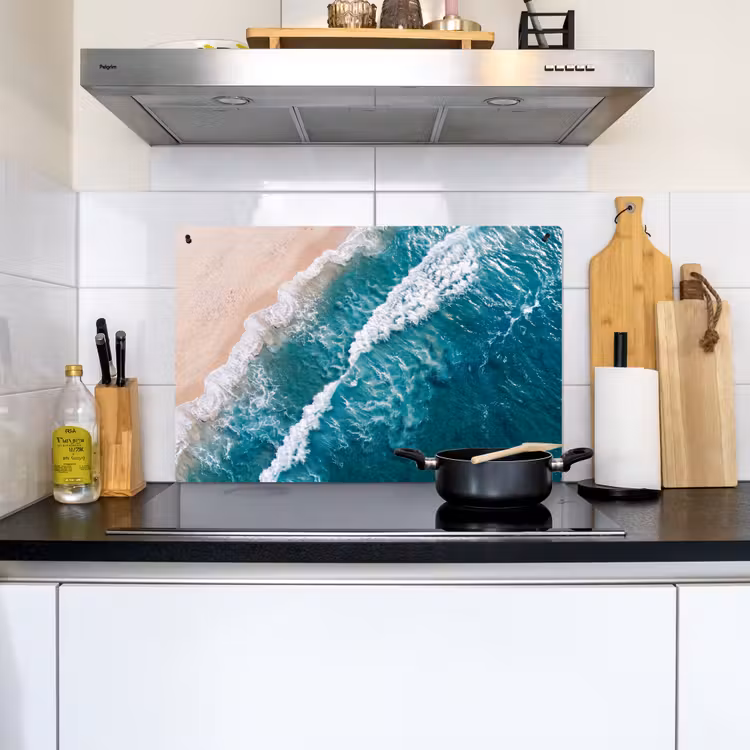 Zee - Strand - Golven - Natuur - Blauw Inductie beschemer met haakjes klein -sfeer2