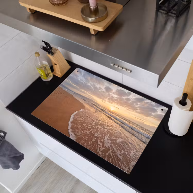 Zee - Kustlijn - Wolken - Landschap - Oranje Inductie beschemer met haakjes klein -sfeer1