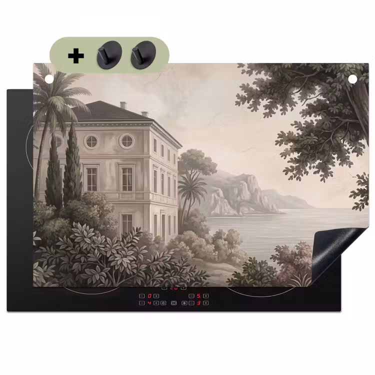 Zee - Villa - Beige Inductie beschemer met haakjes klein -3d