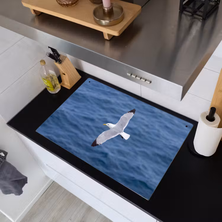 Zeemeeuw - Oceaan - Blauw Inductie beschemer met haakjes klein -sfeer1