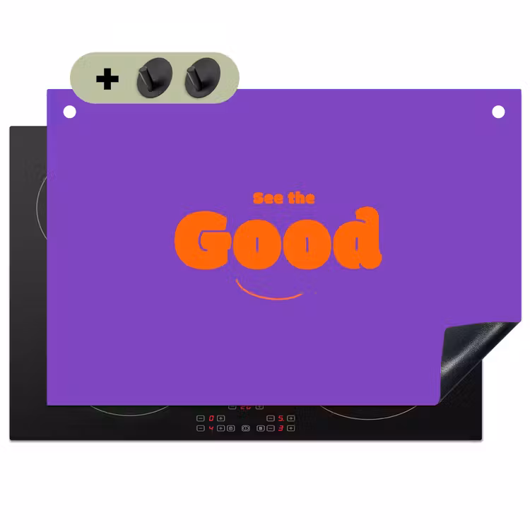 See the good - Oranje - Paars - Smiley Inductie beschemer met haakjes klein -3d