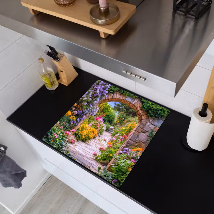 Doorkijk - Bloemen - Pad - Natuur Inductie beschemer met haakjes middel -sfeer1