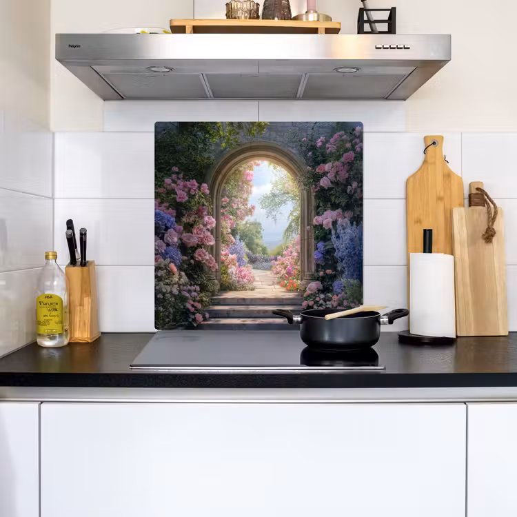 Doorkijk - Rozen - Vintage - Bloemen Inductie beschemer met haakjes middel -sfeer2