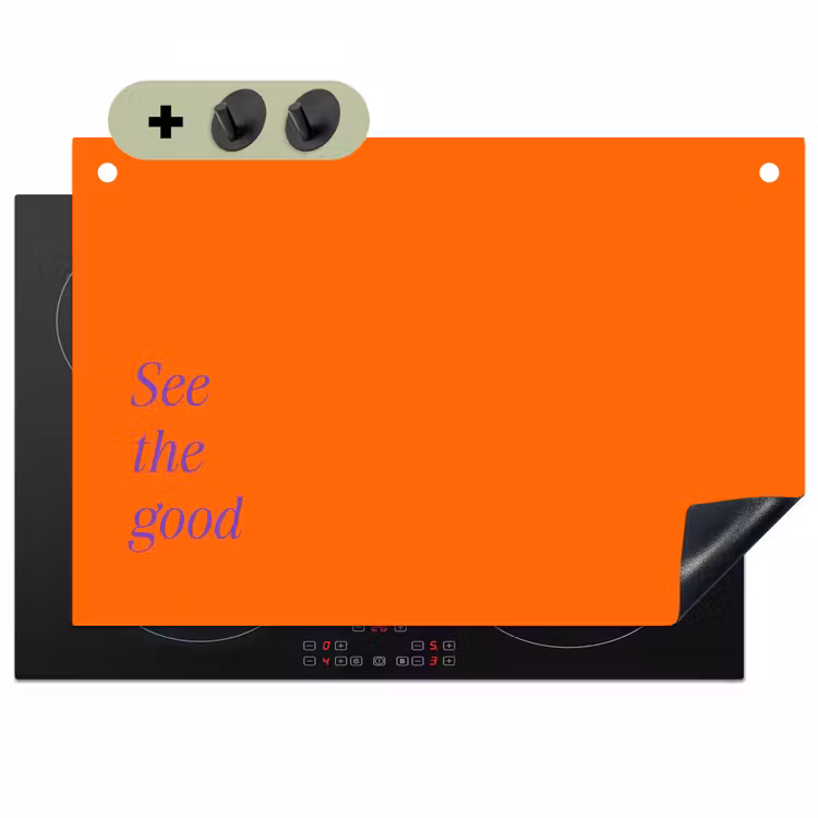 See te good - Paars - Oranje Inductie beschemer met haakjes klein -3d