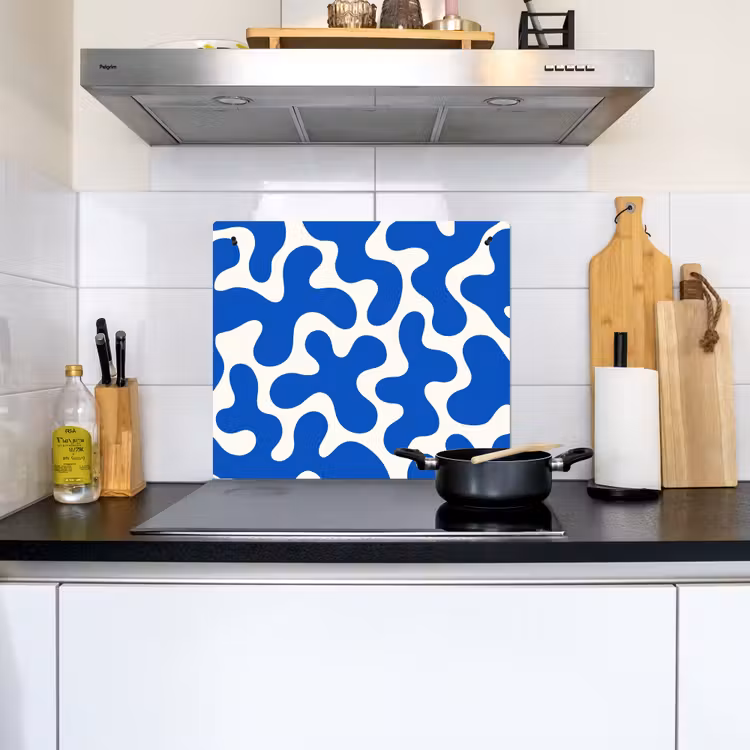 Vormen - Abstract - Blauw - Golven Inductie beschemer met haakjes middel -sfeer2