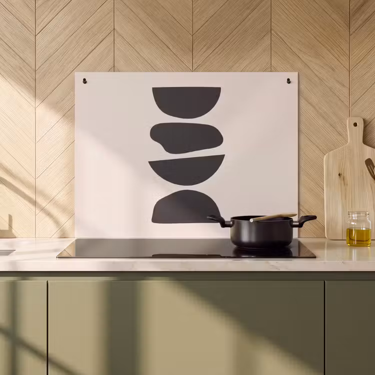Induction Hob Cover & Splashback (2-in-1) - Shapes - Abstract - Modern - Vormen - Abstract - Modern Inductie beschemer met haakjes klein