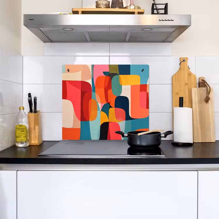 Vormen - Kleurrijk - Abstract - Vlakken Inductie beschemer met haakjes middel -sfeer2