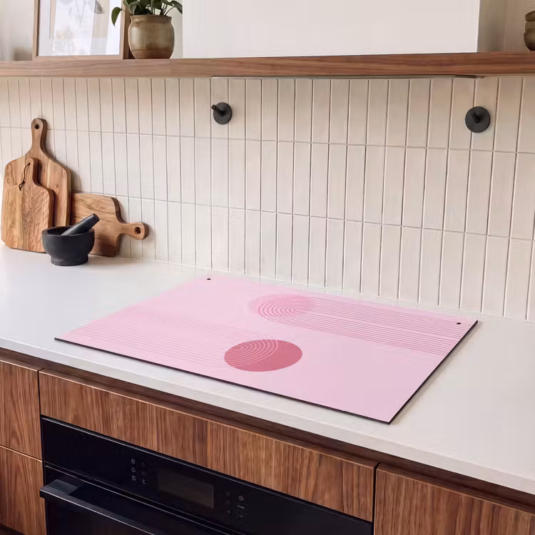Vormen - Lijnen - Minimalistisch - Roze Inductie beschemer met haakjes klein -sfeer1