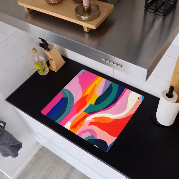 Vormen - Golvend - Abstract - Felroze Inductie beschemer met haakjes middel -sfeer1