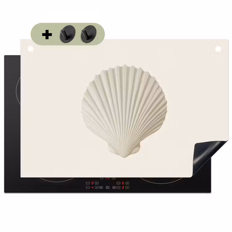 Schelp - Minimalistisch - Wit Inductie beschemer met haakjes klein -3d