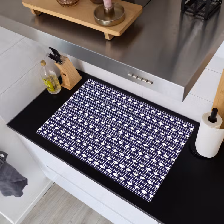 Schelp - Nautisch - Blauw - Wit Inductie beschemer met haakjes klein 777 -sfeer1