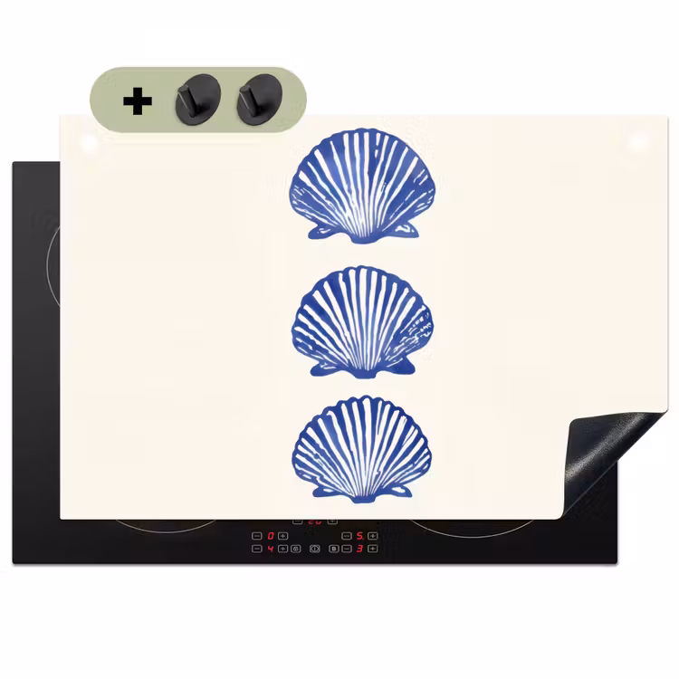 Schelpen - Blauw - Patroon Inductie beschemer met haakjes klein -3d
