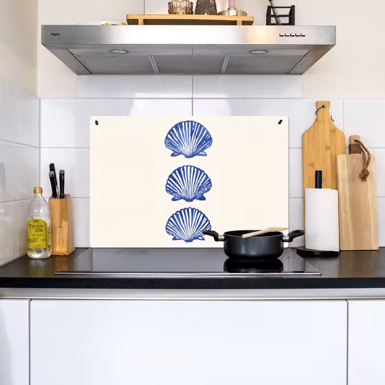 Schelpen - Blauw - Patroon Inductie beschemer met haakjes klein -sfeer2