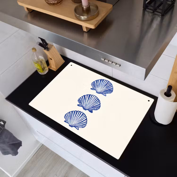 Schelpen - Blauw - Patroon Inductie beschemer met haakjes klein -sfeer1