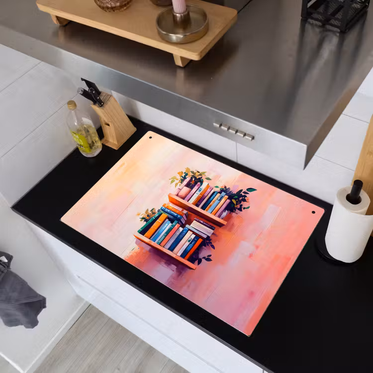 Planken - Boeken - Bladeren Inductie beschemer met haakjes klein -sfeer1