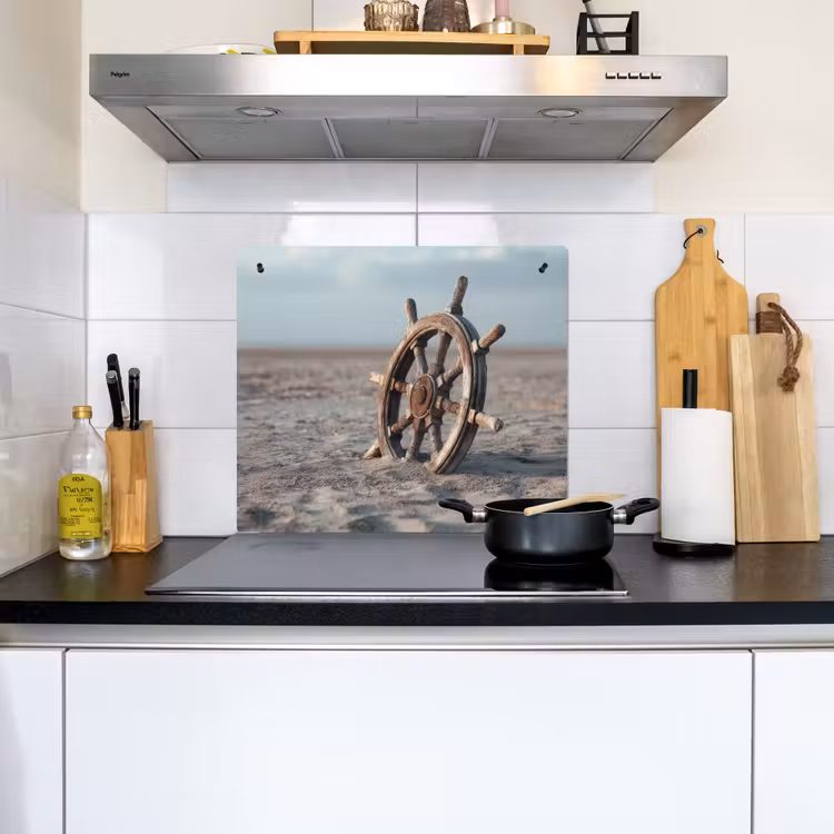 Scheepsstuur - Hout - Bruin - Zand Inductie beschemer met haakjes middel -sfeer2
