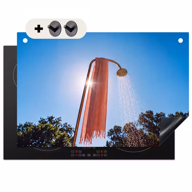 Douche - Water - Zomer - Blauw Inductie beschemer met haakjes klein -3d