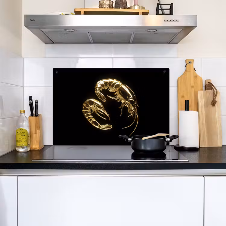 Garnalen - Zwart - Goud - Dieren Inductie beschemer met haakjes klein -sfeer2