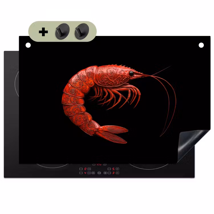 Garnaal - Rood - Dieren Inductie beschemer met haakjes klein -3d