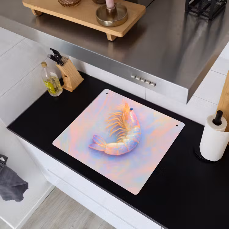 Garnaal - Subtiele structuur - Blauw - Roze Inductie beschemer met haakjes middel -sfeer1