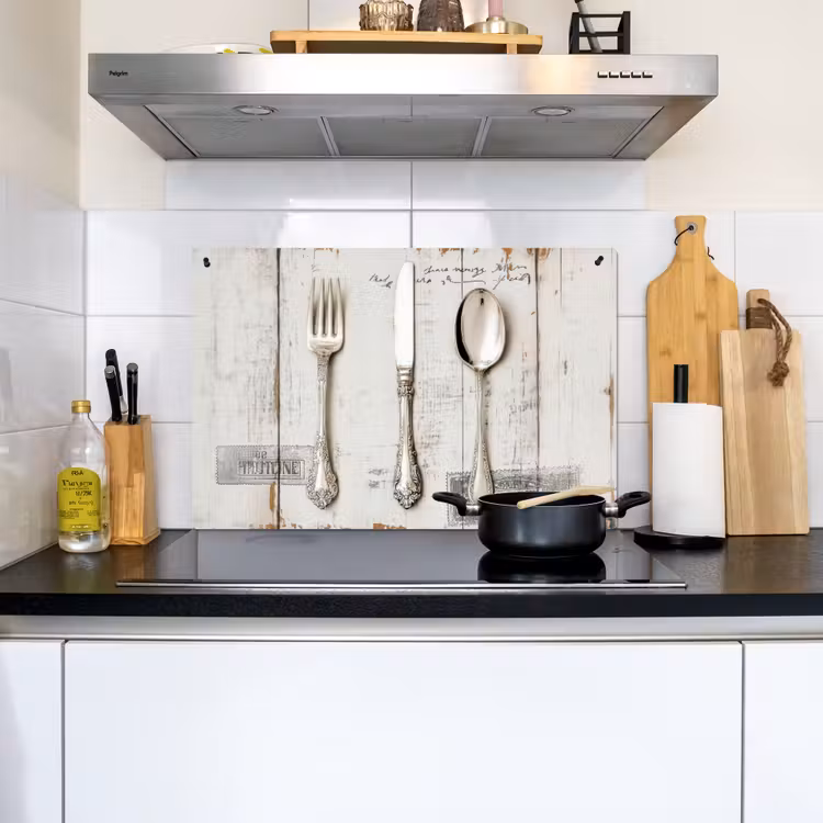Zilver - Bestek - Hout Inductie beschemer met haakjes klein -sfeer2