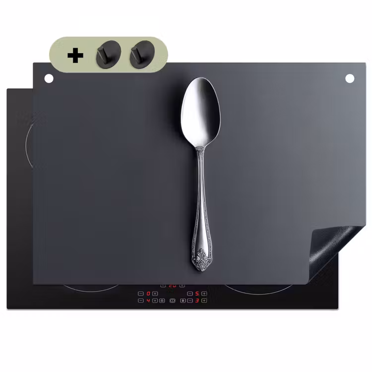 Zilver - Metaal - Lepel Inductie beschemer met haakjes klein -3d