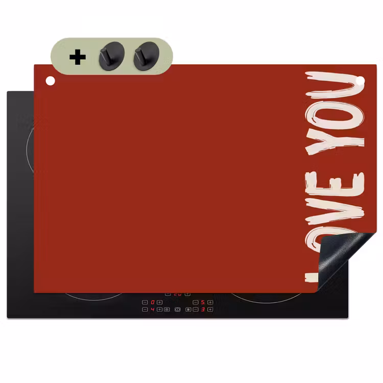 Schuin - Loveyou - Rood Inductie beschemer met haakjes klein -3d