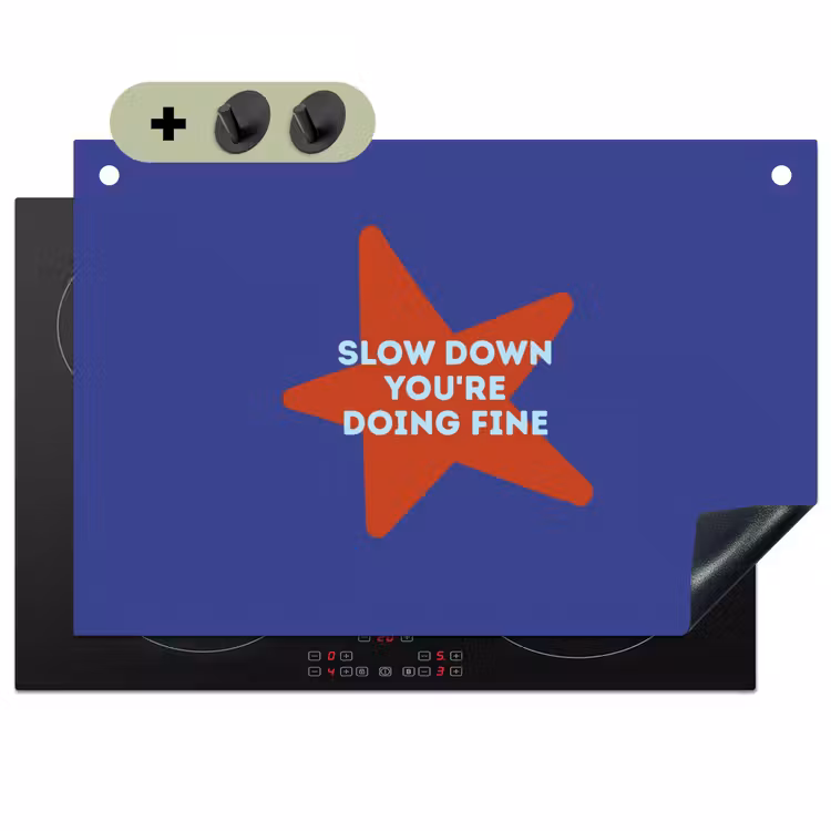 Slow down you're doing fine - Ster - Blauw Inductie beschemer met haakjes klein -3d