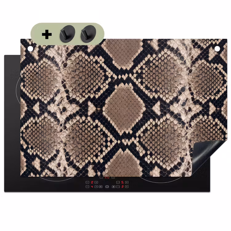 Slangenprint - Python - Bruin Inductie beschemer met haakjes klein -3d