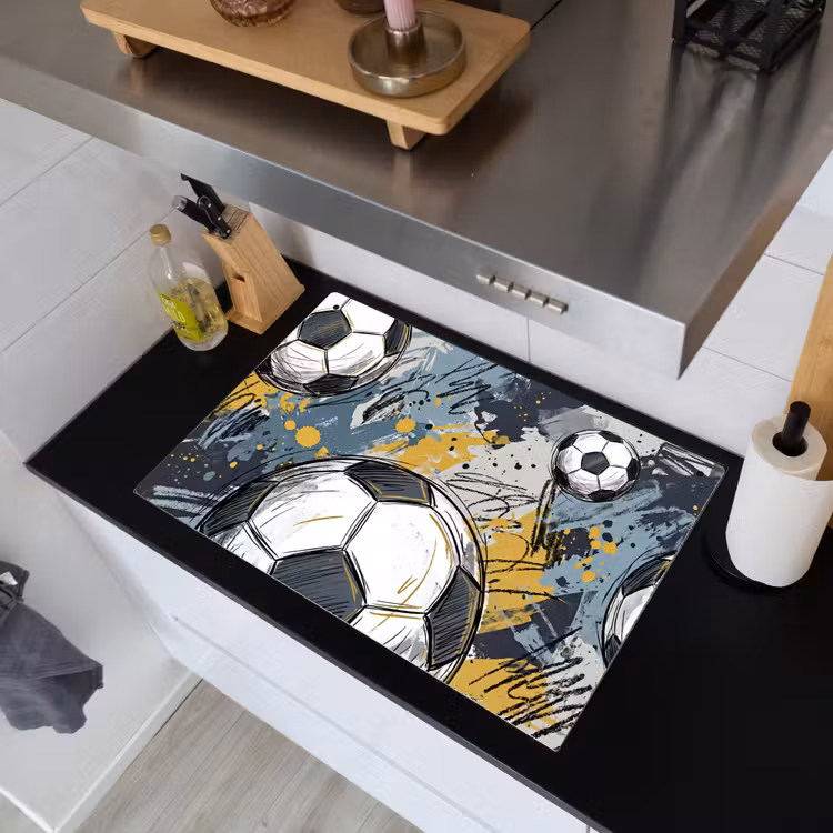 Voetbal - Abstract - Sport - Kleurrijk Inductie beschemer met haakjes klein -sfeer1