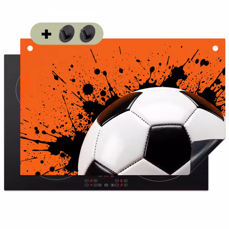 Voetbal - Verf - Sport - Oranje Inductie beschemer met haakjes klein -3d