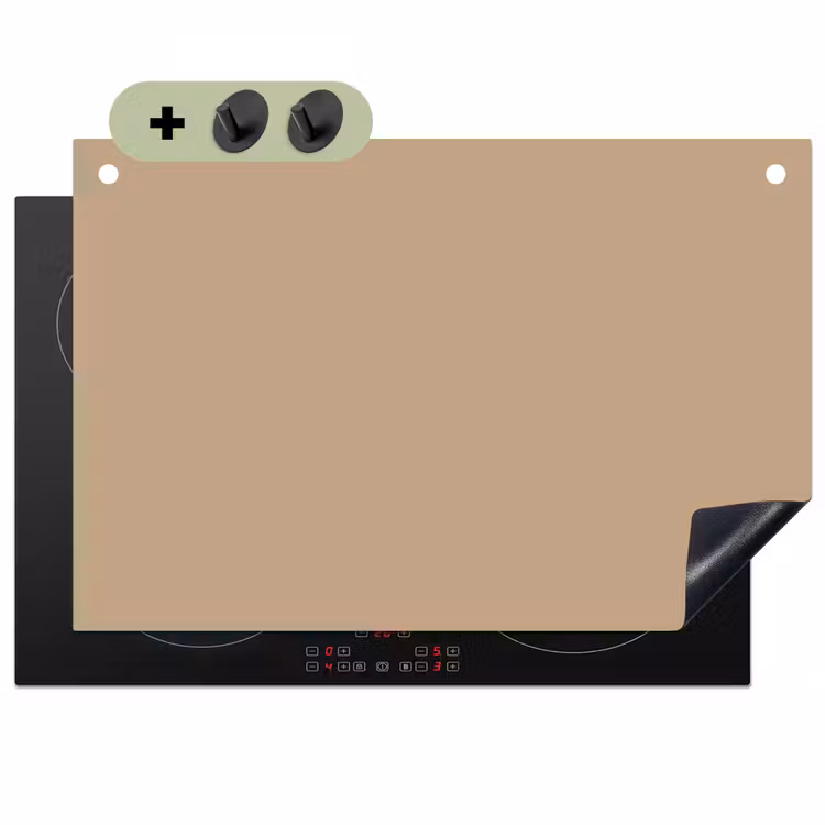Soft - Taupe - Bruin Inductie beschemer met haakjes klein 777 -3d