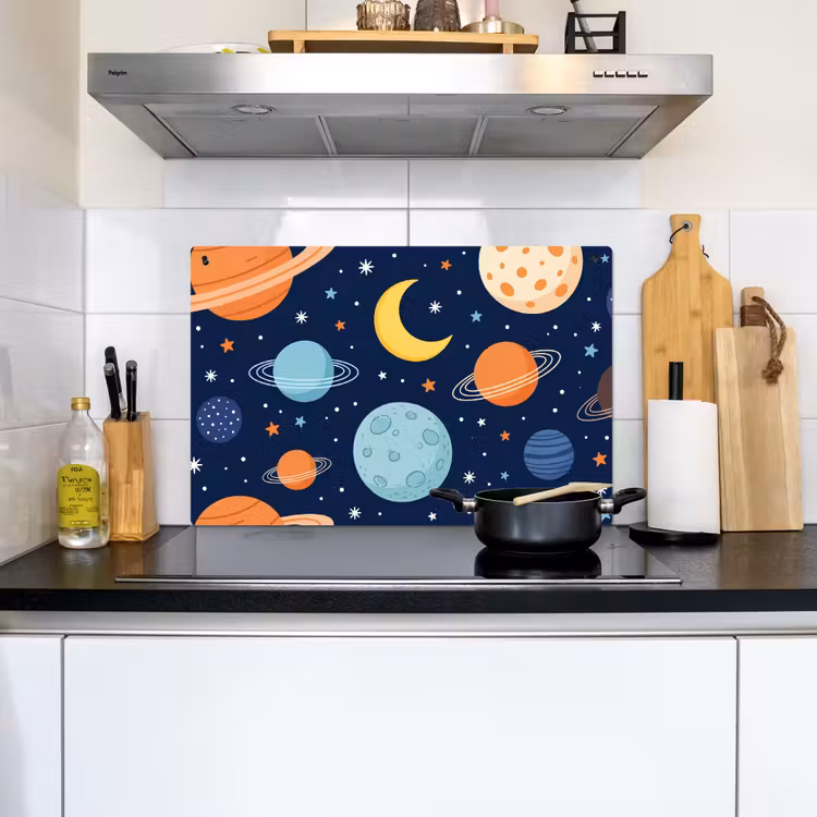 Ruimte - Planeten - Kleurrijk Inductie beschemer met haakjes klein -sfeer2