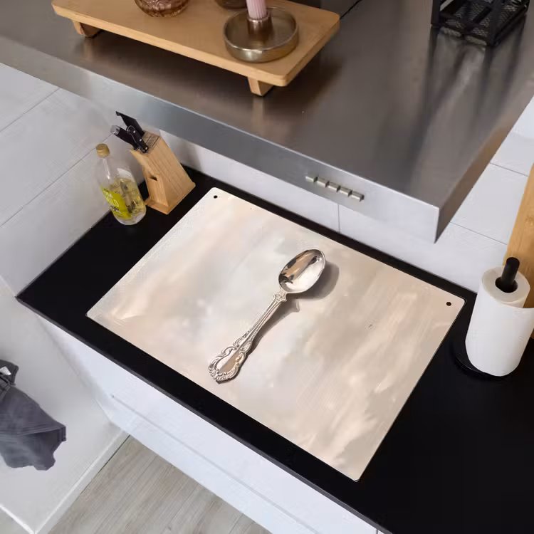 Lepel - Verf - Zilver Inductie beschemer met haakjes klein -sfeer1