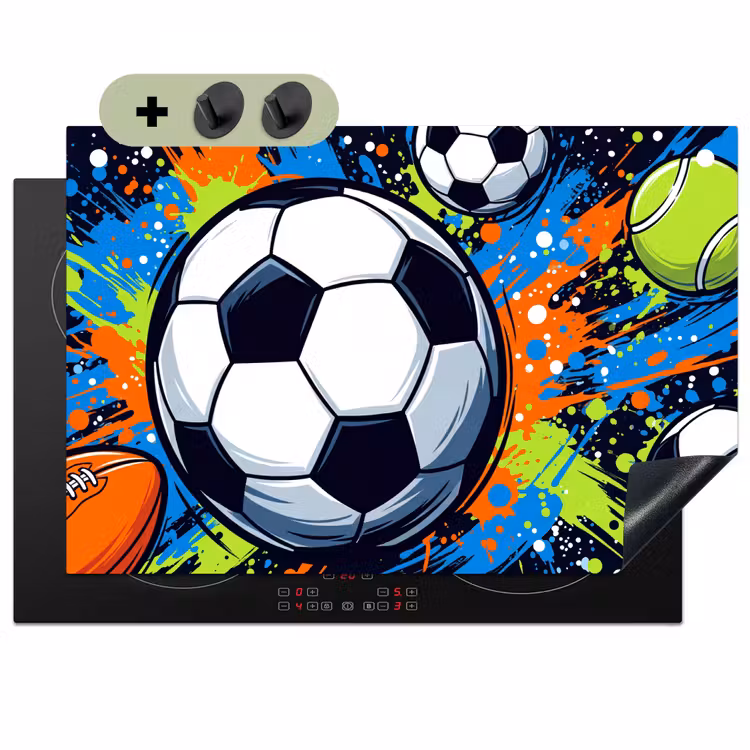 Sport - Ballen - Kleurrijk Inductie beschemer met haakjes klein -3d