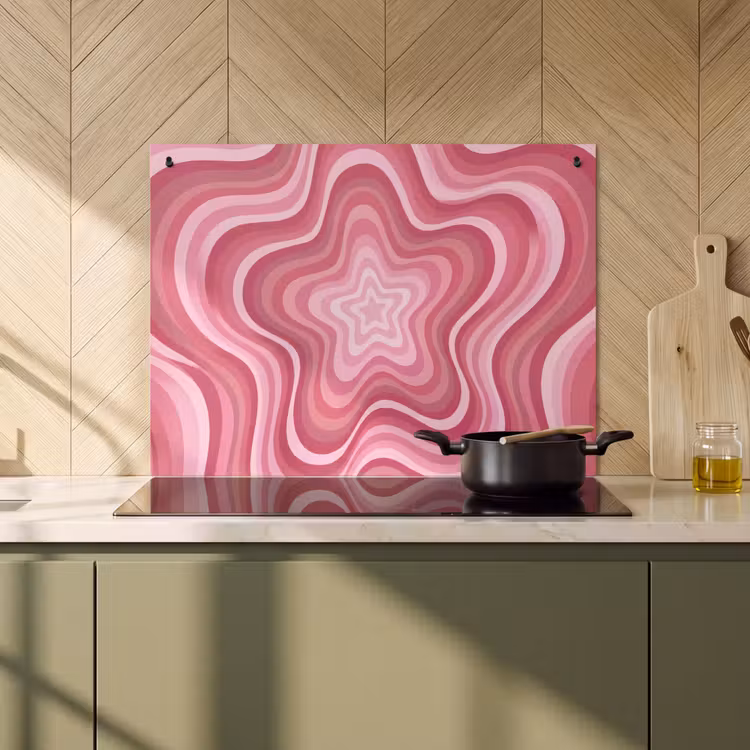 Ster - Golvend - Abstract - Roze Inductie beschemer met haakjes klein -sfeer2